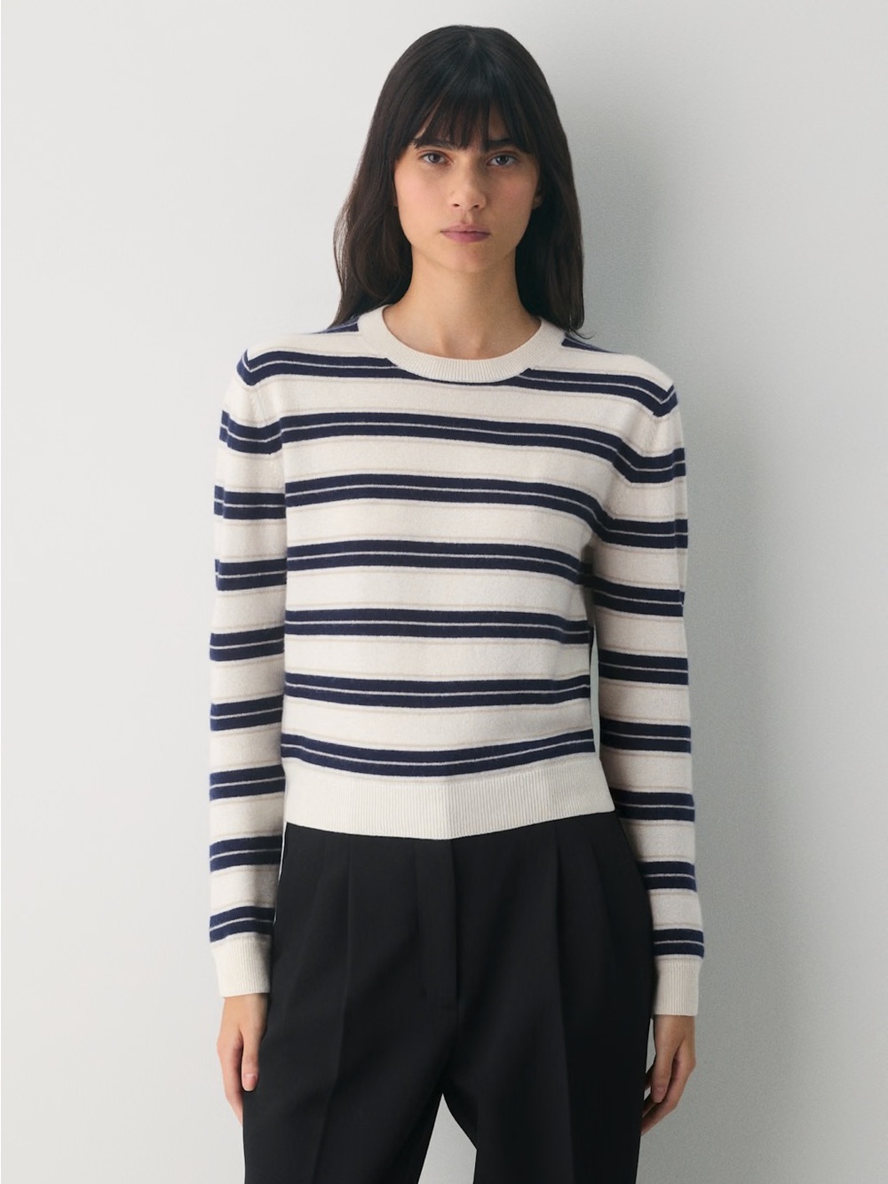 NWT - Aritzia Bare Cashmere Bloor Sweater - Lt Birch/ Admiral - Size 2XS